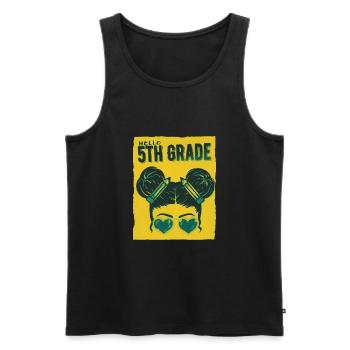 Bonjour 5th Grade Messy Bun Girls Cute Heart Back - Débardeur bio Premium Homme - noir - Devant - Michal (187cm)