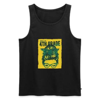 Hello 4th Grade Messy Bun Girls Cute Heart Back - Men's Premium Organic Tank Top - black - Front - Michal (187cm)