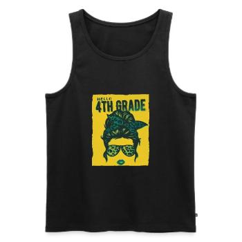 Hello 4th Grade Messy Bun Girls Cute Heart Back - Men's Premium Organic Tank Top - black - Front - Michal (187cm)