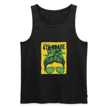 Hello 4th Grade Messy Bun Girls Cute Heart Back - Men's Premium Organic Tank Top - black - Front - Michal (187cm)