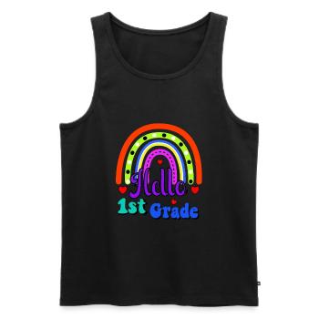 Hello 1st Grade Back To School First Day - Men's Premium Organic Tank Top - black - Front - Michal (187cm)