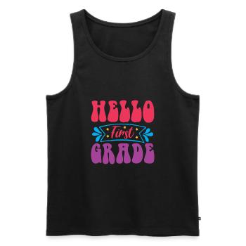 Bonjour 1ère année de rentrée scolaire Premier jour - Débardeur bio Premium Homme - noir - Devant - Michal (187cm)