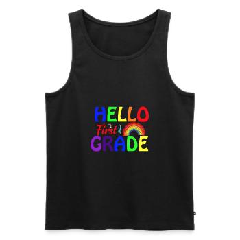 Hello 1st Grade Back To School First Day - Men's Premium Organic Tank Top - black - Front - Michal (187cm)