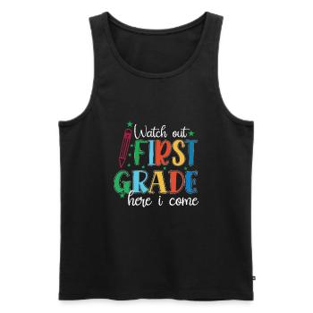 Hello 1st Grade Back To School First Day - Men's Premium Organic Tank Top - black - Front - Michal (187cm)