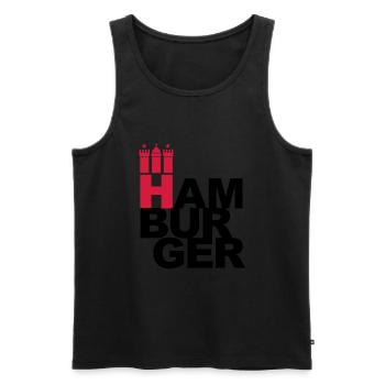 Manteau HAMBURGER 2c Hambourg des bras - Débardeur bio Premium Homme - noir - Devant - AI Model Male 178 light (178cm)