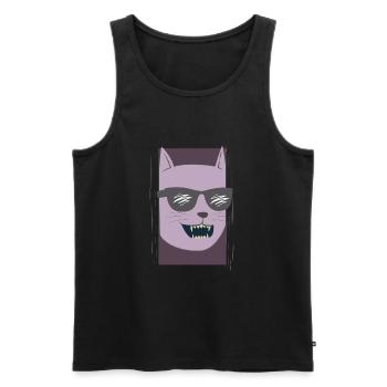 Cat / sunglasses / movie - Men's Premium Organic Tank Top - black - Front - AI Model Male 178 light (178cm)