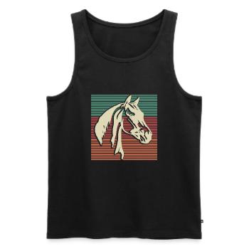 Horse Haflinger Retro Gift - Men's Premium Organic Tank Top - black - Front - Michal (187cm)