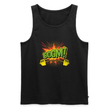 Pop Art Fitness Retro Comic Aesthetic Weightliftin - Men's Premium Organic Tank Top - black - Front - AI Model Male 178 light (178cm)