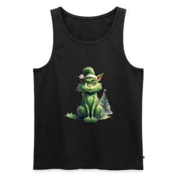 Katze Weihnachten Weihnachtselfe Geschenke Mütze - Männer Premium Bio Tank Top - Schwarz - Vorne - AI Model Male 178 light (178cm)