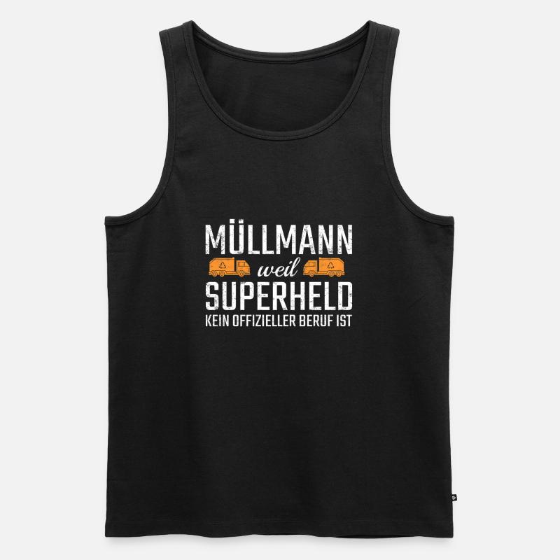 Müllmann Superheld - Männer Premium Bio Tank Top - Schwarz