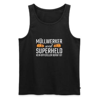 Garbage Worker Superhero - Men's Premium Organic Tank Top - black - Front - AI Model Male 178 light (178cm)