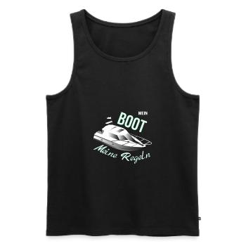 Drôle mon bateau Mes règles propriétaire de bateau - Débardeur bio Premium Homme - noir - Devant - Michal (187cm)
