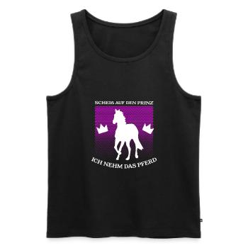 Licorne pas le prince Je prends le cheval - Débardeur bio Premium Homme - noir - Devant - Michal (187cm)