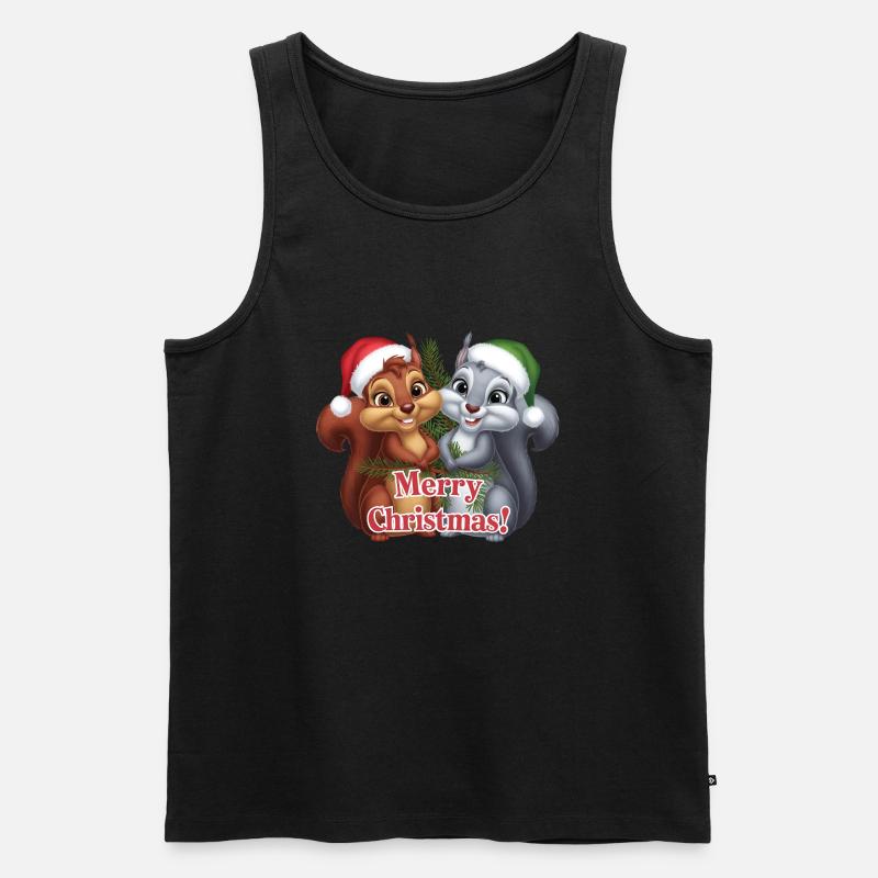 Merry Christmas Eichhörnchen Weihnachten süß - Männer Premium Bio Tank Top - Schwarz