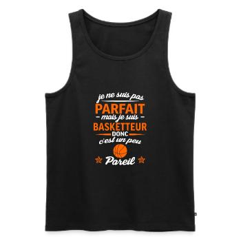 Je suis basketteur - t shirt basket - Débardeur bio Premium Homme - noir - Devant - Michal (187cm)