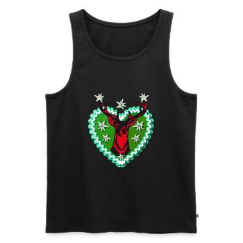 29 Lebkuchenherz stolzer Wiesn Hirsch Edelweiss - Männer Premium Bio Tank Top - Schwarz - Vorne - Michal (187cm)