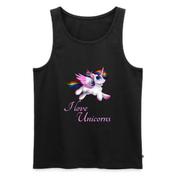 I love unicorns - Men's Premium Organic Tank Top - black - Front - Michal (187cm)