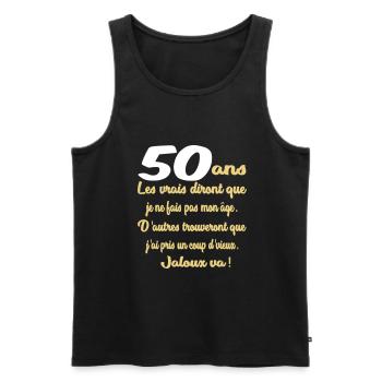 50 ans / anniversaire 50 ans / t-shirt 50 ans - Débardeur bio Premium Homme - noir - Devant - Michal (187cm)