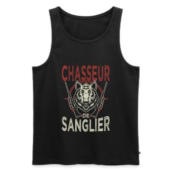 Chasseur de Sanglier Humour Cadeaux Chasse - Débardeur bio Premium Homme - noir - Devant - Michal (187cm)