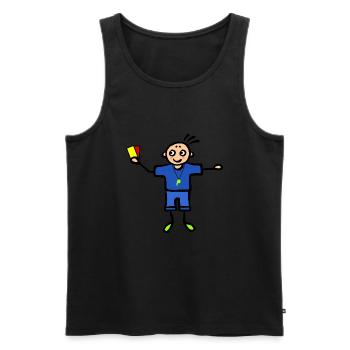 Arbitre de football Carton rouge et jaune - Débardeur bio Premium Homme - noir - Devant - AI Model Male 178 light (178cm)