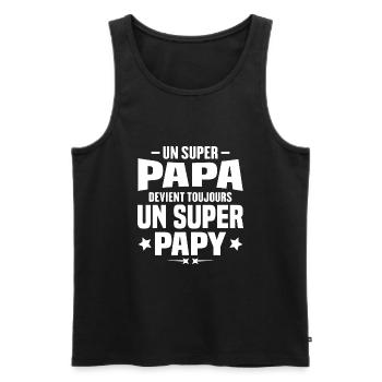 Un super papa devient toujours un super papy - Débardeur bio Premium Homme - noir - Devant - AI Model Male 178 light (178cm)