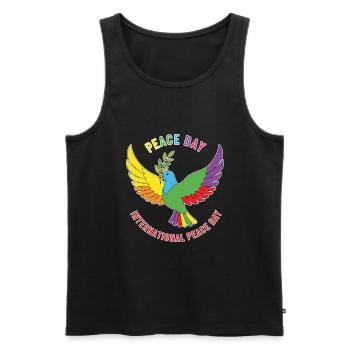 Peace Day Rainbow Dove - Männer Premium Bio Tank Top - Schwarz - Vorne - AI Model Male 178 light (178cm)