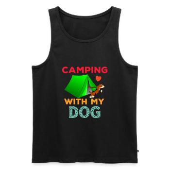 Camping toujours avec votre chien - Débardeur bio Premium Homme - noir - Devant - Michal (187cm)