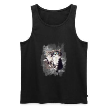 Kätzchen - Männer Premium Bio Tank Top - Schwarz - Vorne - AI Model Male 178 light (178cm)