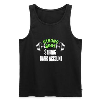 Money Financial Freedom Strong Bank Account Fitnes - Men's Premium Organic Tank Top - black - Front - AI Model Male 178 light (178cm)