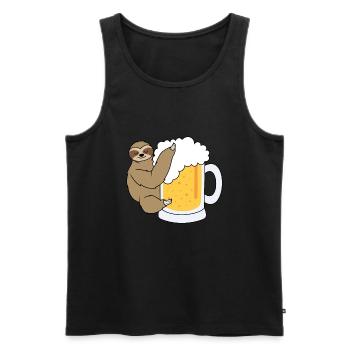 Paresseux avec de la bière - Débardeur bio Premium Homme - noir - Devant - AI Model Male 178 light (178cm)