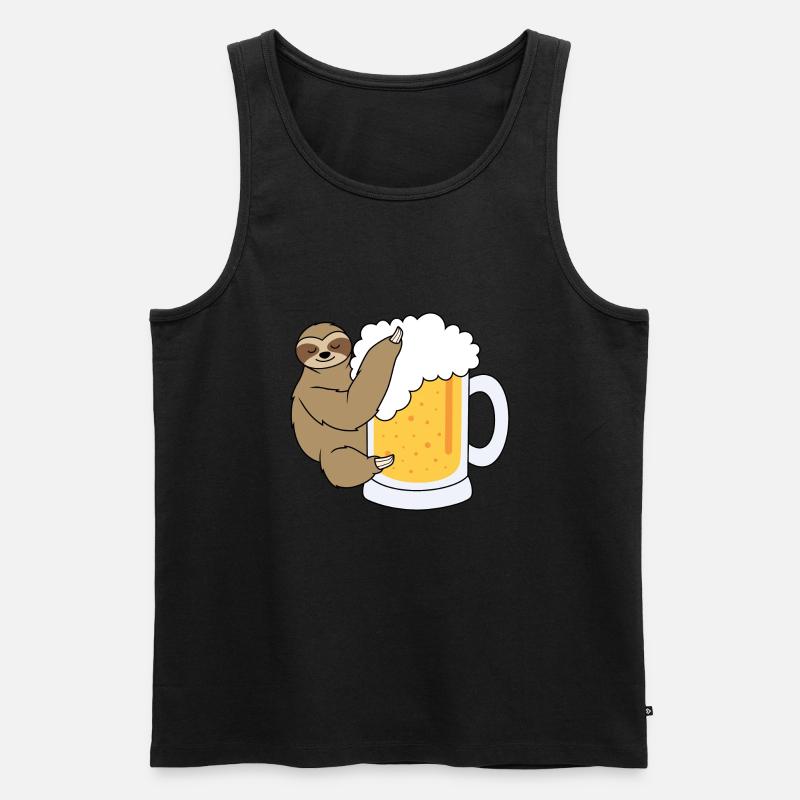 Faultier mit Bier - Männer Premium Bio Tank Top - Schwarz