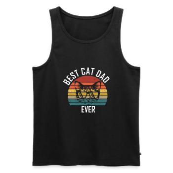 Meilleur papa chat motif chat cadeau rétro papa chat - Débardeur bio Premium Homme - noir - Devant - Michal (187cm)