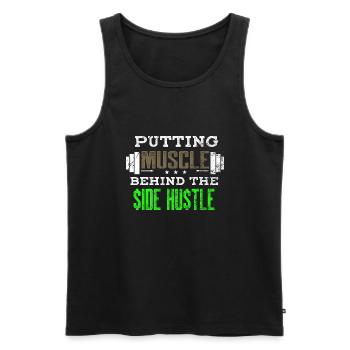 Argent Liberté financière Muscle Side Hustle Fitness - Débardeur bio Premium Homme - noir - Devant - Michal (187cm)