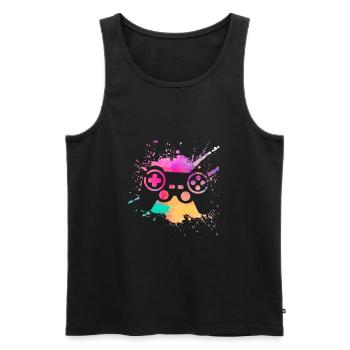 Spieler - Männer Premium Bio Tank Top - Schwarz - Vorne - AI Model Male 178 light (178cm)