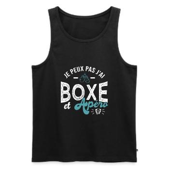 je peux pas j ai boxe et apéro Humour boxe - Débardeur bio Premium Homme - noir - Devant - Michal (187cm)
