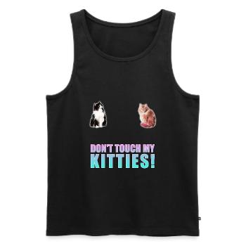Ne touchez pas mon T-shirt de chatons pour des ventilateurs de chats - Débardeur bio Premium Homme - noir - Devant - AI Model Male 178 light (178cm)