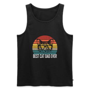 Papa chat Meilleur chat papa jamais motif de chat rétro - Débardeur bio Premium Homme - noir - Devant - Michal (187cm)