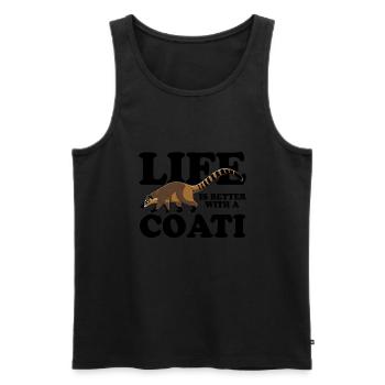 La vie est meilleure avec un coati - cute coati - Débardeur bio Premium Homme - noir - Devant - Michal (187cm)