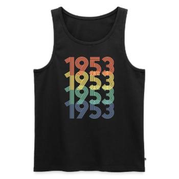 Cool Retro 1953, 70 ans, cadeau de 70e anniversaire - Débardeur bio Premium Homme - noir - Devant - Michal (187cm)