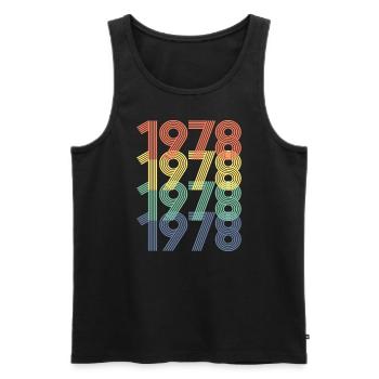 Cool Retro 1978, 44 ans, cadeau de 44e anniversaire - Débardeur bio Premium Homme - noir - Devant - Michal (187cm)