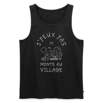 J'peux pas je monte au village - Débardeur bio Premium Homme - noir - Devant - Michal (187cm)