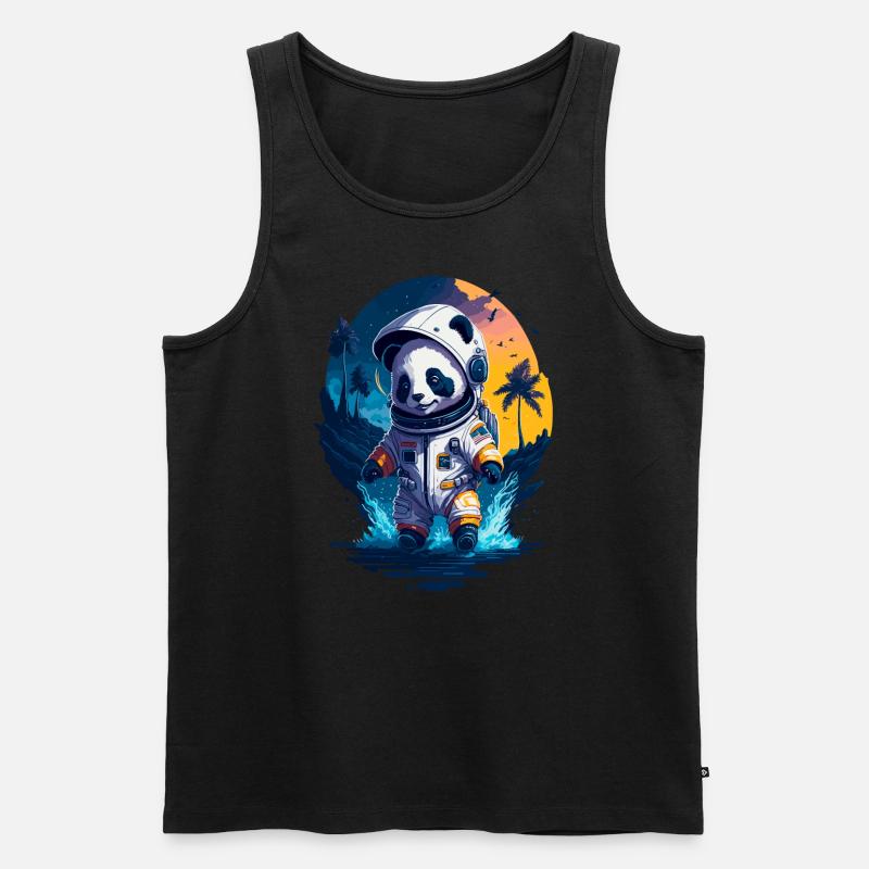 Niedlicher Panda-Astronaut - Männer Premium Bio Tank Top - Schwarz