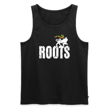 Roots Reggae - Männer Premium Bio Tank Top - Schwarz - Vorne - AI Model Male 178 light (178cm)