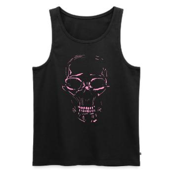 Skull Minimal PINK - Men's Premium Organic Tank Top - black - Front - Michal (187cm)