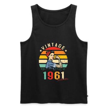 1961 Vintage Édition limitée Cadeau Femmes - Débardeur bio Premium Homme - noir - Devant - Michal (187cm)