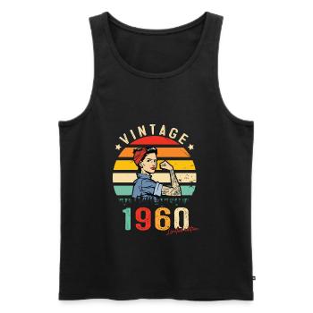 1960 Vintage Édition limitée Cadeau Femmes - Débardeur bio Premium Homme - noir - Devant - Michal (187cm)