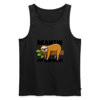 Faultier Beamtin auf Lebenszeit - Spruch - Männer Premium Bio Tank Top - Schwarz - Vorne - Michal (187cm)
