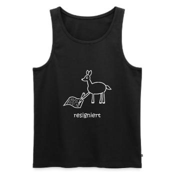 resigniert, Reh, lustiges Reh, Wortspiel, Tiere - Männer Premium Bio Tank Top - Schwarz - Vorne - Michal (187cm)