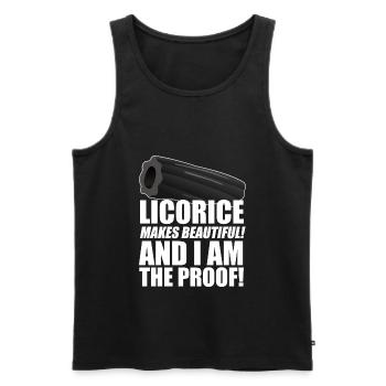 Lakritz Spruch Bärendreck LICORICE MAKES BEAUTIFUL - Männer Premium Bio Tank Top - Schwarz - Vorne - Michal (187cm)