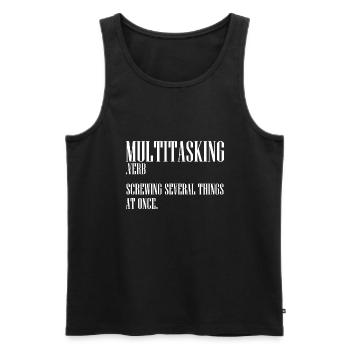 Sarcastic Multitasking Definition Clumsy Person - Men's Premium Organic Tank Top - black - Front - Michal (187cm)